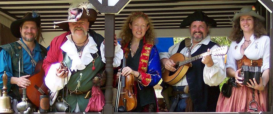Pictured left to right: Helmsman Drake Mallarde, Quartermaster Molly Stubbs, Captain Fletcher T. Moone, First Mate Long John Skivvy and Navigator Kat Fairbanks. Photo by John Knudsen.
